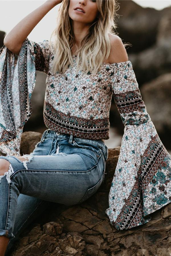 One-Letter Collared Chiffon Sleeve Top