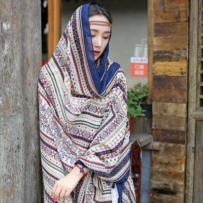 Oversized Spring And Summer Women Solid Color National Wind Sunscreen Silk Scarf Long Paragraph Shawl Beach Towel