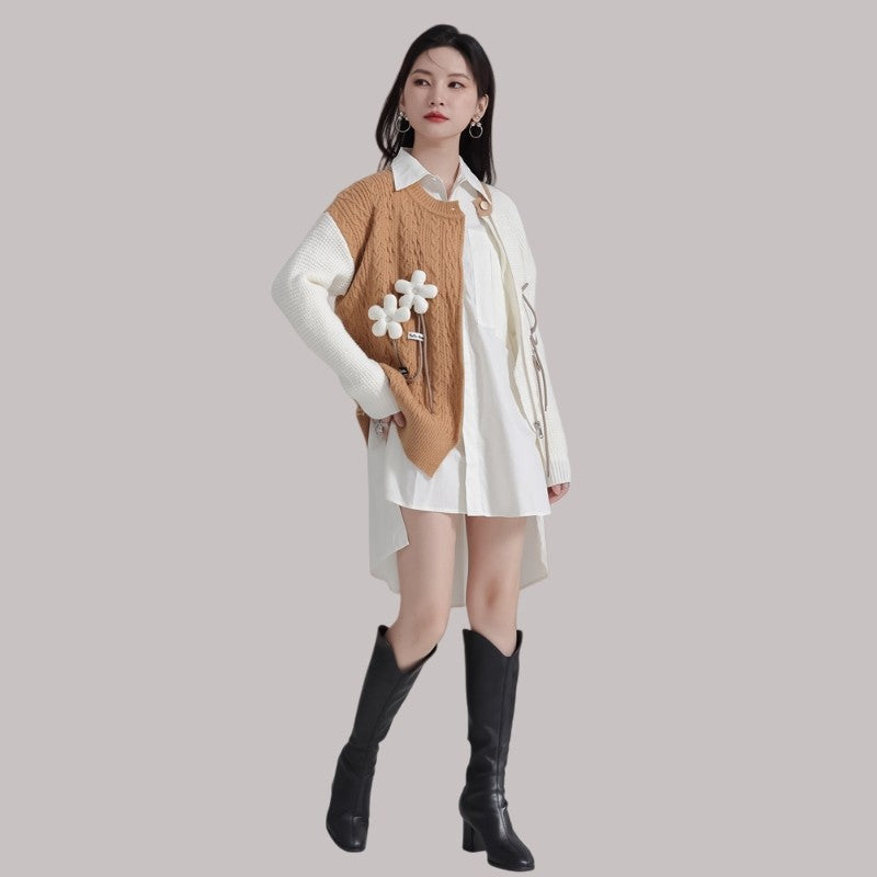 Color-Block Zipper Sweater