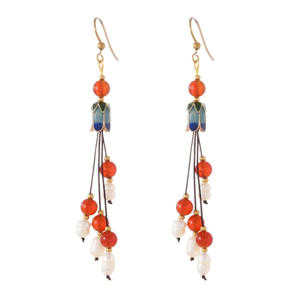 Earwish - Vintage Classic Beaded Long Fringe Earrings - Elegant &amp; Chic