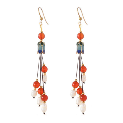 Earwish - Vintage Classic Beaded Long Fringe Earrings - Elegant &amp; Chic