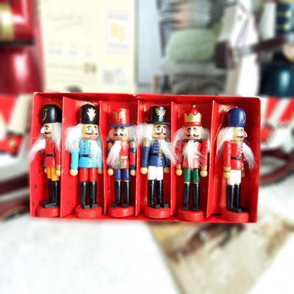 Christmas Decoration Walnut Clip Wooden Soldier Puppet 12Cm Tin Set 6 Decorative Pendant