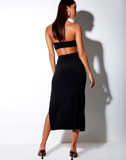 Women'S Summer High Waist Slit Drawstring Bag Hip Slim Bottoming Skirt