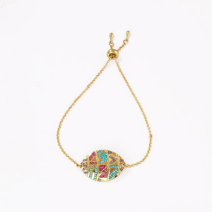 Colorful Ethnic Bracelet Female Retro Diamond Devil'S Eye Couple Bracelet Colored Gems