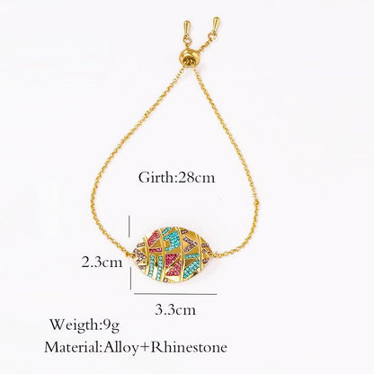 Colorful Ethnic Bracelet Female Retro Diamond Devil'S Eye Couple Bracelet Colored Gems