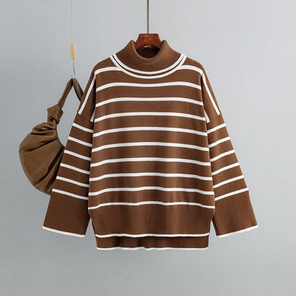 Turtleneck Loose Striped Loose Sweater