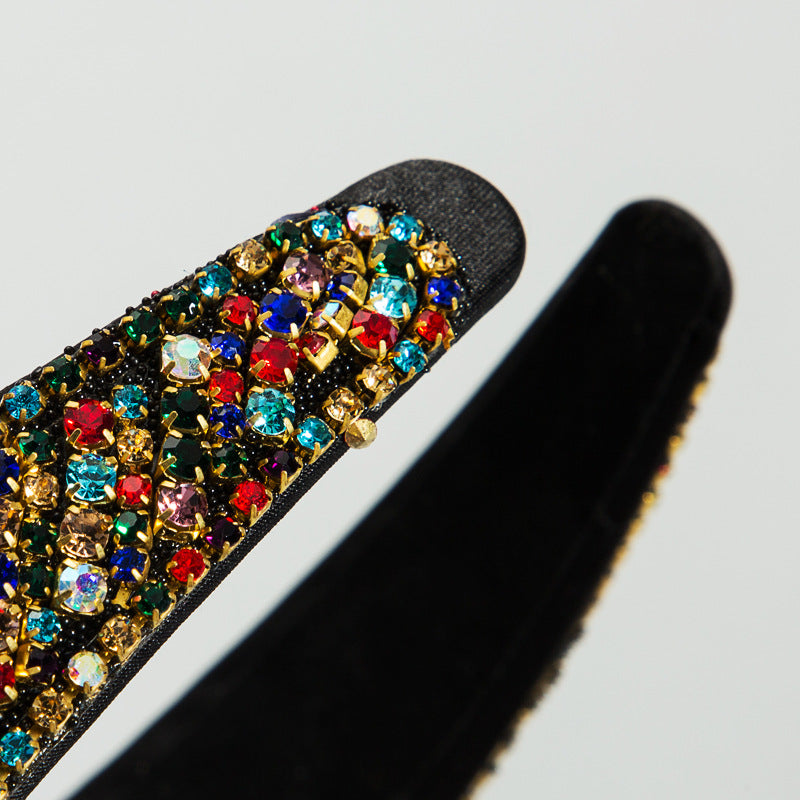Fashionable Crystal-Embellished Headband Colorful Elegant Hair Accessory