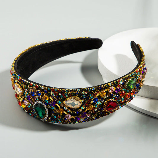 Fashionable Crystal-Embellished Headband Colorful Elegant Hair Accessory