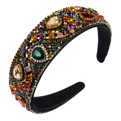 Fashionable Crystal-Embellished Headband Colorful Elegant Hair Accessory