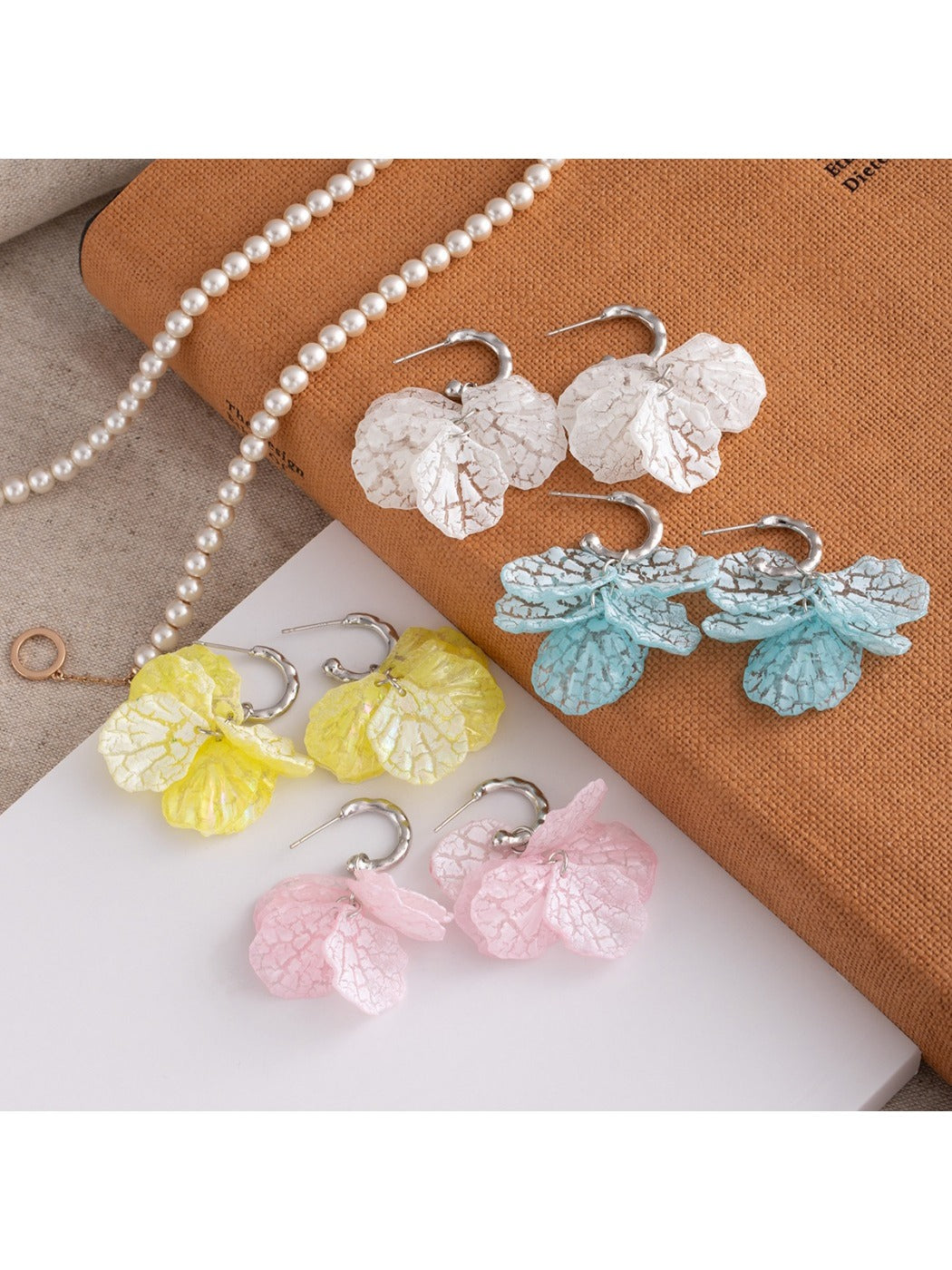 Earwish - Summer Fresh Petal Drop Earrings - Dainty &amp; Elegant
