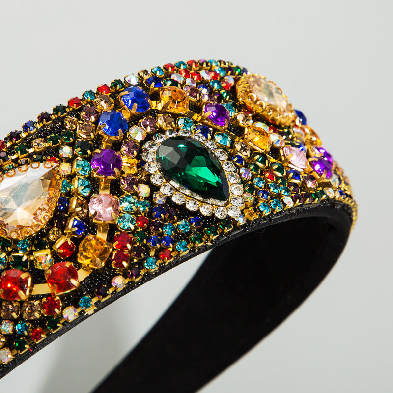 Fashionable Crystal-Embellished Headband Colorful Elegant Hair Accessory