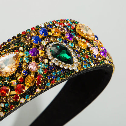 Fashionable Crystal-Embellished Headband Colorful Elegant Hair Accessory