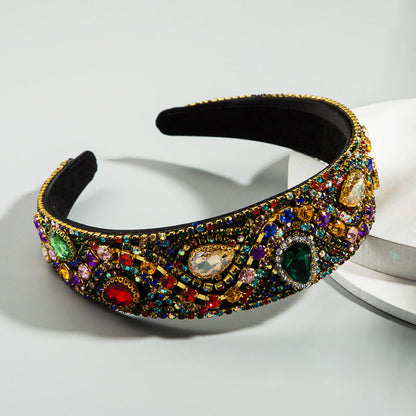 Fashionable Crystal-Embellished Headband Colorful Elegant Hair Accessory