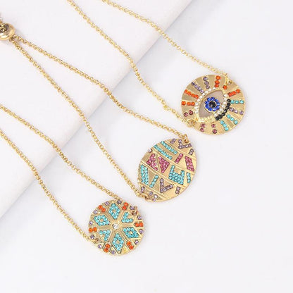 Colorful Ethnic Bracelet Female Retro Diamond Devil'S Eye Couple Bracelet Colored Gems