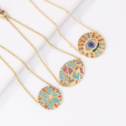 Colorful Ethnic Bracelet Female Retro Diamond Devil'S Eye Couple Bracelet Colored Gems