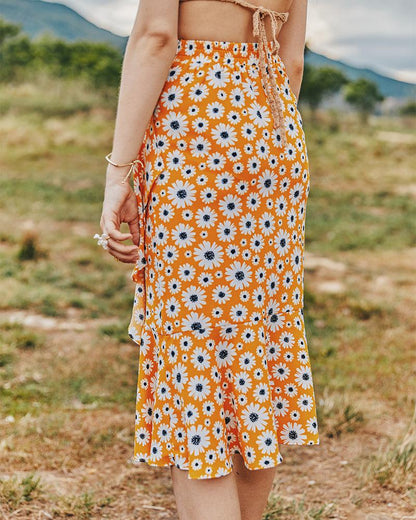 Summer Small Daisy Slim A-Line Skirt Printed Trend Skirt
