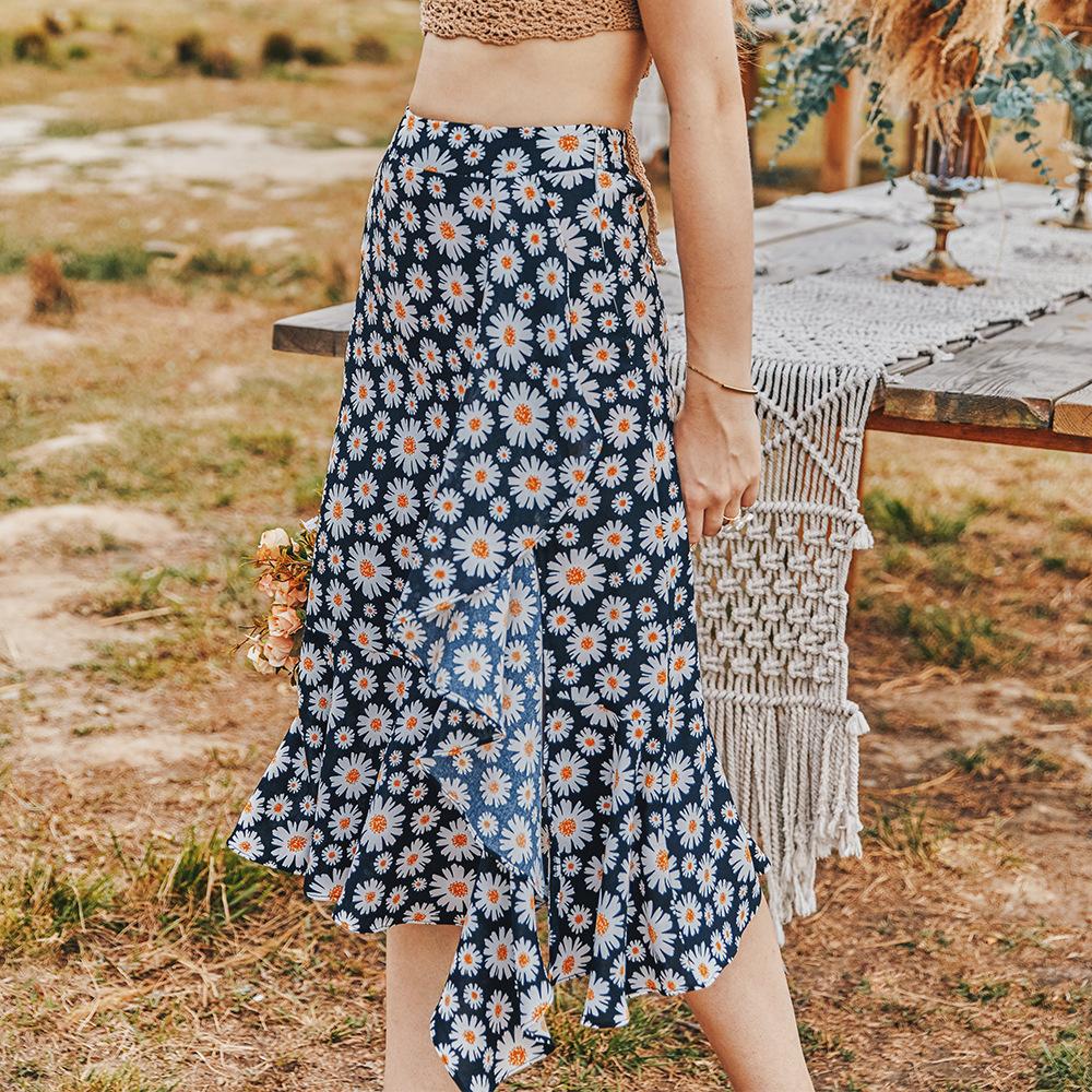 Summer Small Daisy Slim A-Line Skirt Printed Trend Skirt
