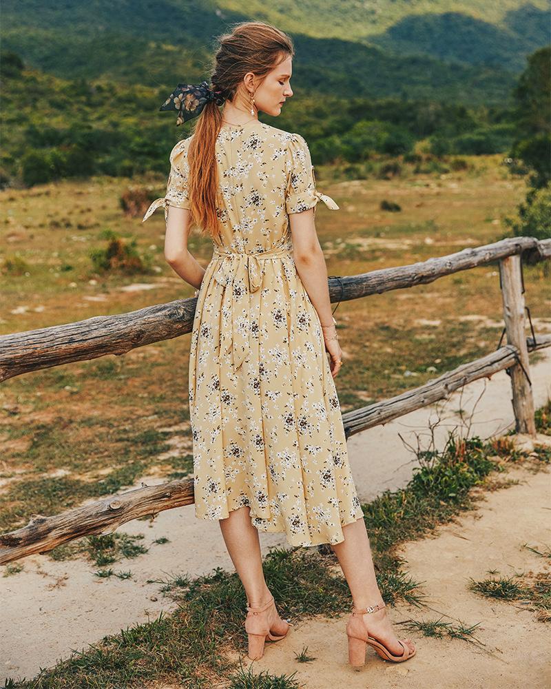 Summer V-Neck Sexy Delicate Light Luxury Chiffon Dress