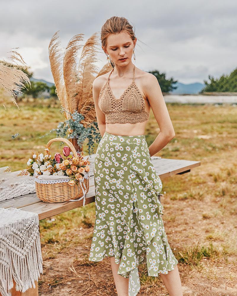 Summer Small Daisy Slim A-Line Skirt Printed Trend Skirt