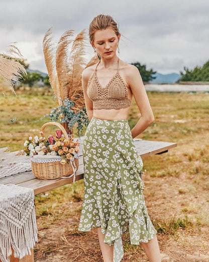 Summer Small Daisy Slim A-Line Skirt Printed Trend Skirt