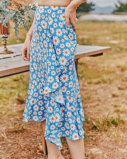 Summer Small Daisy Slim A-Line Skirt Printed Trend Skirt