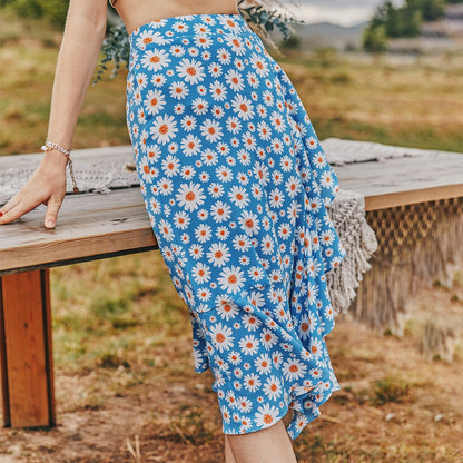 Summer Small Daisy Slim A-Line Skirt Printed Trend Skirt