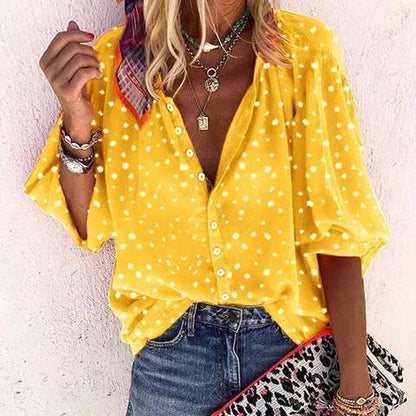 New Women'S  5/4 Sleeve Women'S Leopard Pattern Casual Suit Collar Shirt