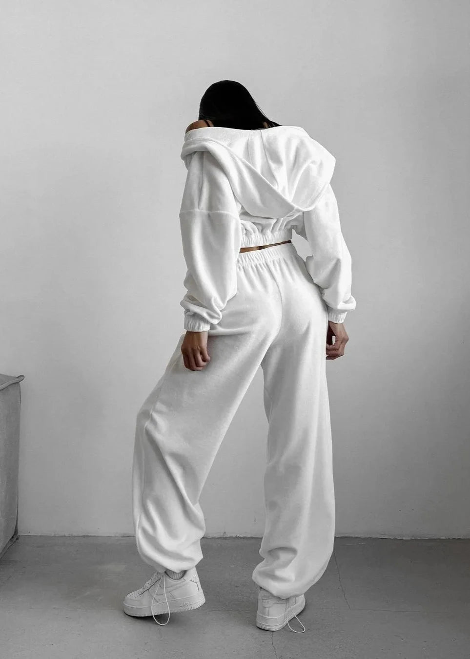 Zip-Up Hoodie Two-Piece Set Cotton Blend