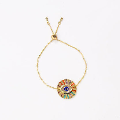 Colorful Ethnic Bracelet Female Retro Diamond Devil'S Eye Couple Bracelet Colored Gems
