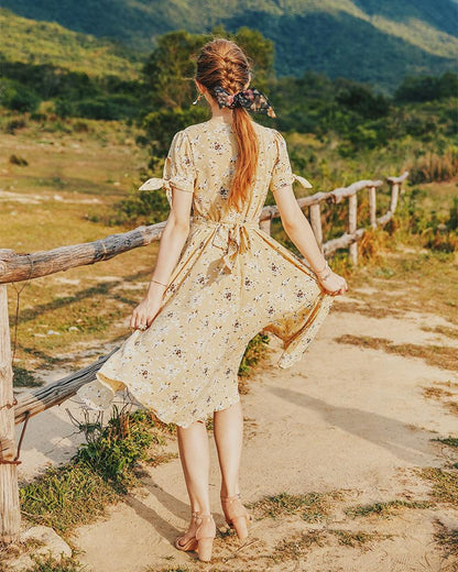 Summer V-Neck Sexy Delicate Light Luxury Chiffon Dress