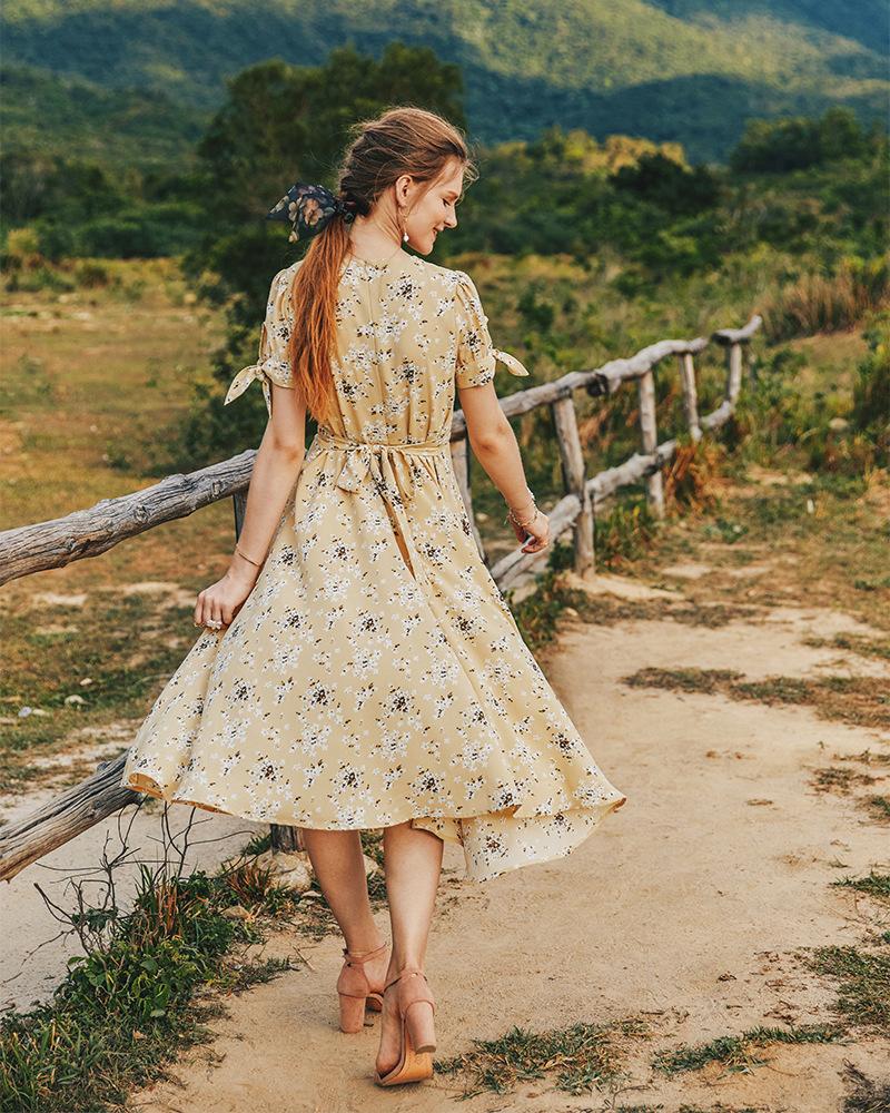 Summer V-Neck Sexy Delicate Light Luxury Chiffon Dress