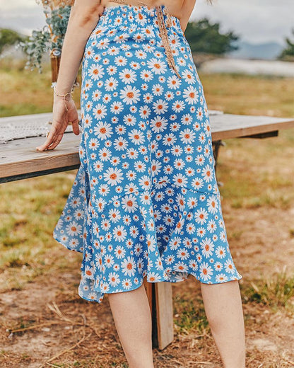 Summer Small Daisy Slim A-Line Skirt Printed Trend Skirt
