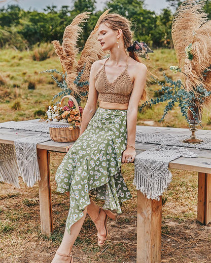 Summer Small Daisy Slim A-Line Skirt Printed Trend Skirt