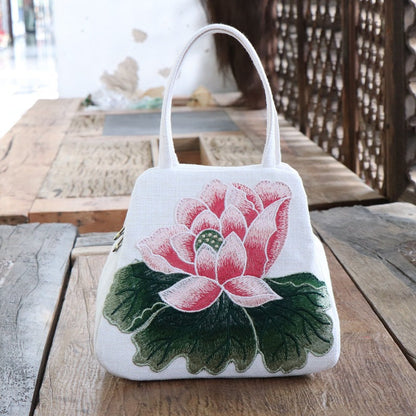Ethnic Embroidery Bag Canvas Leisure Bag Handbag Embroidery Three-Dimensional Bag