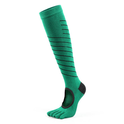 Fitness Cotton Yoga Stockings High Five-Finger Floor Socks Indoor Female Professional Full-Toed Non-Slip Trampoline Socks