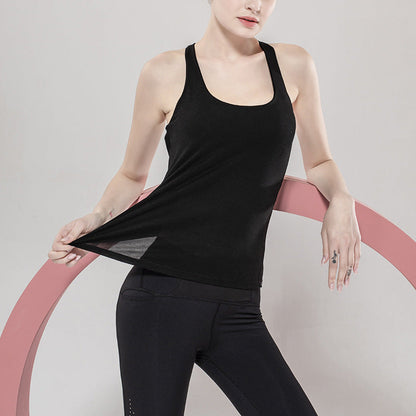 Fake Two-Piece Sports Vest Women'S Fitness Clothes Running Tops Beautiful Back Sports Tops Bras And Loose Yoga Clothes