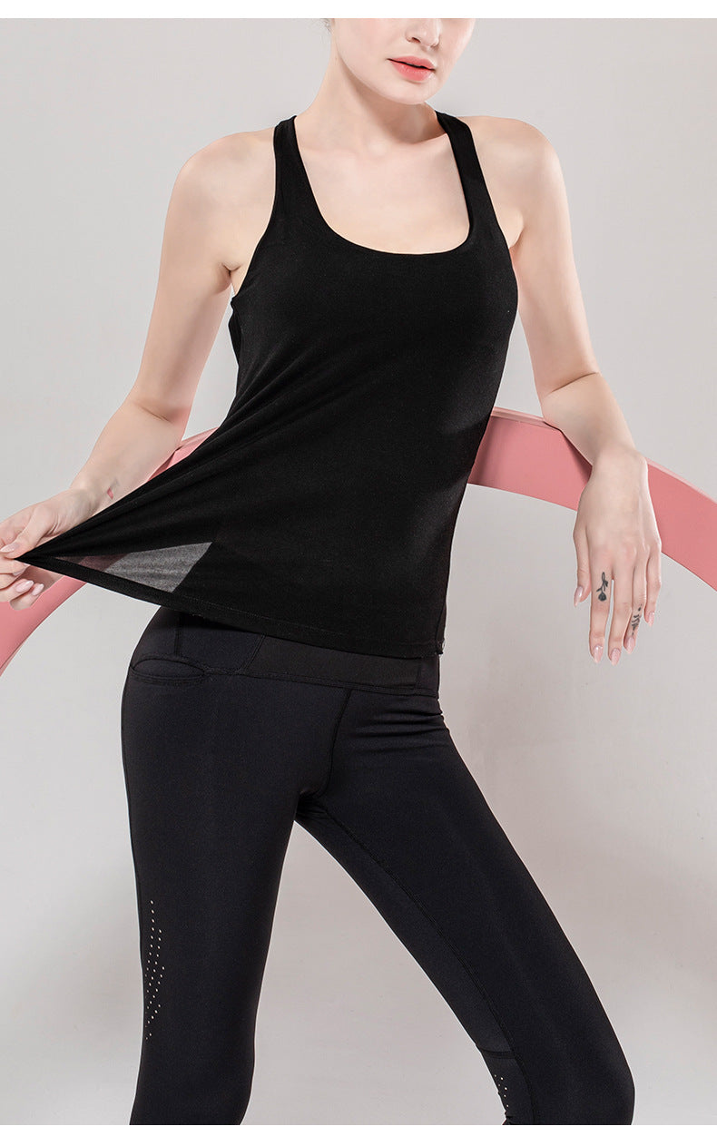 Fake Two-Piece Sports Vest Women'S Fitness Clothes Running Tops Beautiful Back Sports Tops Bras And Loose Yoga Clothes