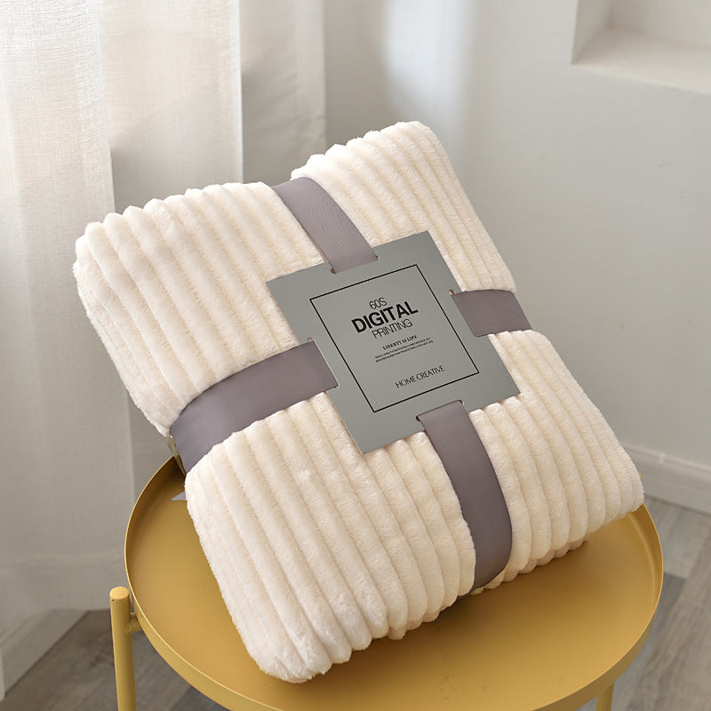 Minimalist Fleece Flannel Velvet Ribbed Throw Blanket