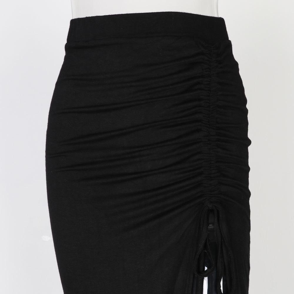 Women'S Summer High Waist Slit Drawstring Bag Hip Slim Bottoming Skirt