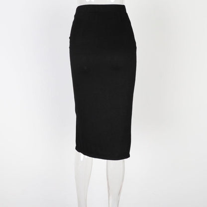 Women'S Summer High Waist Slit Drawstring Bag Hip Slim Bottoming Skirt