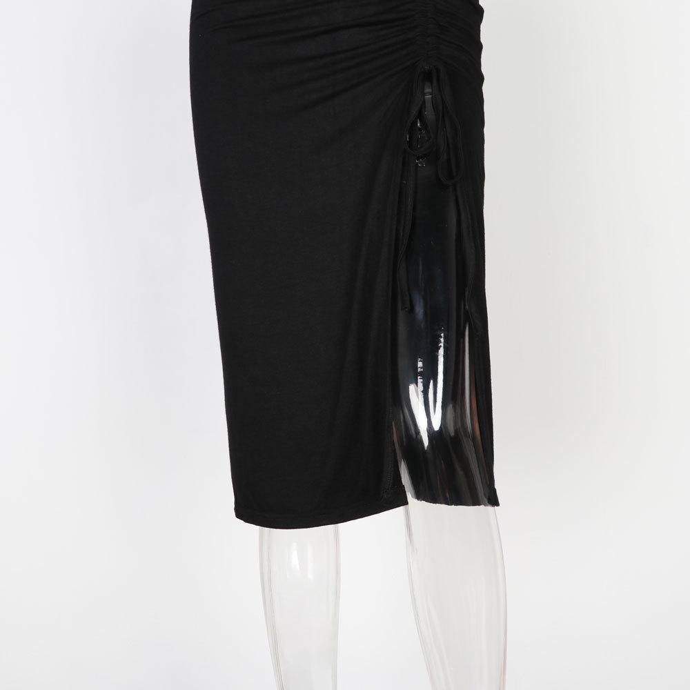Women'S Summer High Waist Slit Drawstring Bag Hip Slim Bottoming Skirt