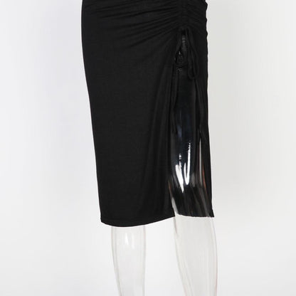 Women'S Summer High Waist Slit Drawstring Bag Hip Slim Bottoming Skirt
