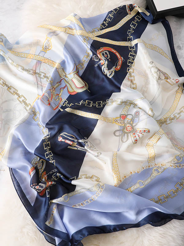 Stylish Fashion Contrast Color Sun Protection Silk Scarf