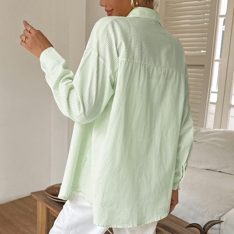 Striped Collar Long Sleeve Shirt