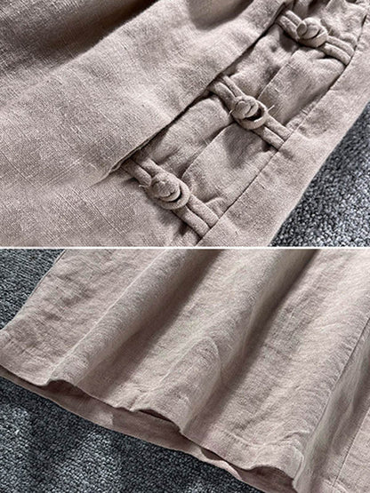 Ramie Cotton High-Waist Plus Size Loose Wide-Leg Casual Pants
