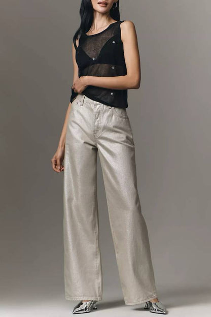 Pistola Tate High-Rise Bowed Wide-Leg Jeans