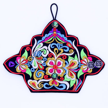Ethnic Style  Embroidery Triangle Bracelet Warm Fingerless Gloves Retro Style Embroidery Trend