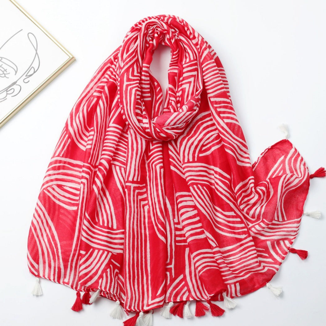 Scarvii - Striped Print Solid Scarf – Classic &amp; Stylish