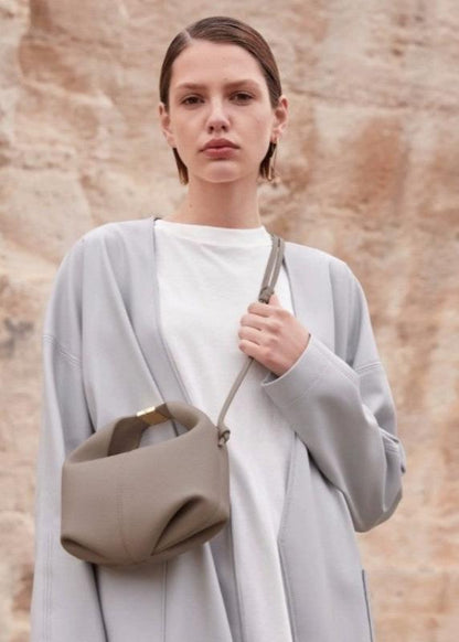 Cowhide Leather Shoulder Messenger Bag With Lychee Pattern