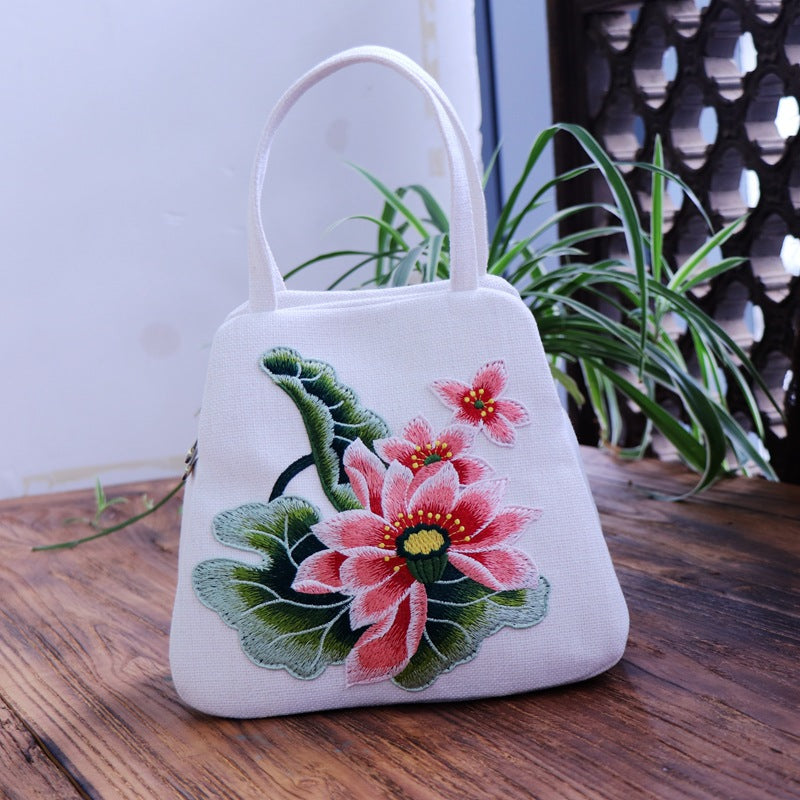 Ethnic Embroidery Bag Canvas Leisure Bag Handbag Embroidery Three-Dimensional Bag